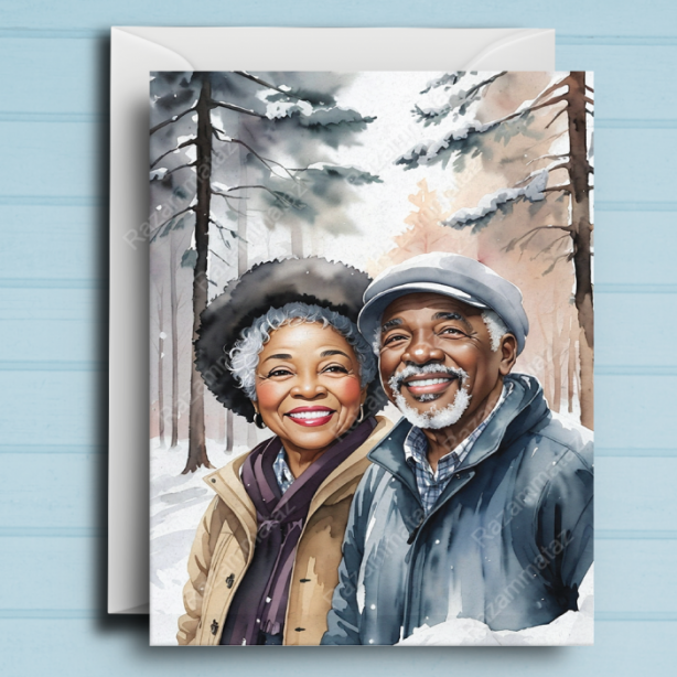 Black Couple K Christmas Card